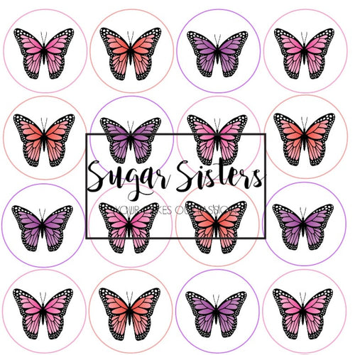 Pink Butterflies Edible Toppers - (20 Toppers)