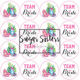 Team Bride Hen Party (Option 2)  Edible Toppers - (20 Toppers)