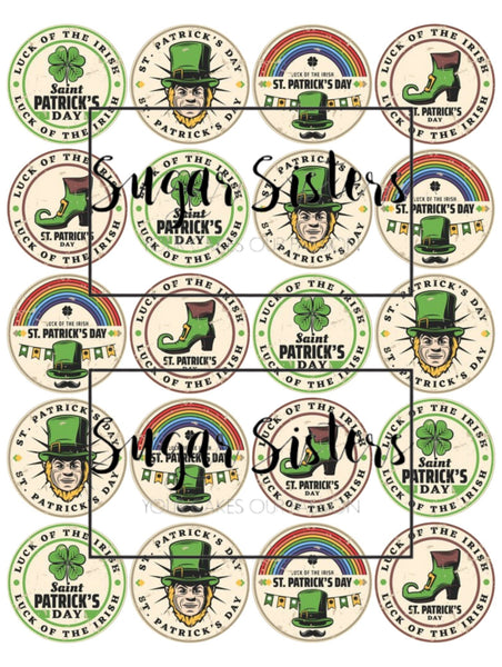 Vintage St Patricks Day Edible Toppers - (20 Toppers)