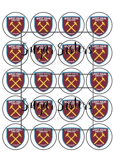 Westham United Edible Toppers - (20 Toppers)