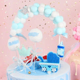SUGAR SISTERS - Blue & White Pom Pom Arch Cake Topper