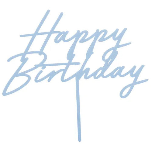 Misty Blue Matt  Happy Birthday Acrylic Topper