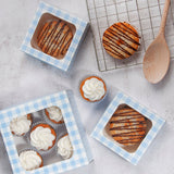 Blue Gingham Treat Box with window Pk 3