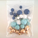 SUGAR SISTERS - Navy, Light Blue,Gold & White Cake Ball Set Pk 32