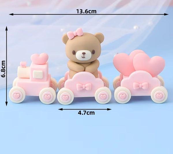 Cute Girl Bear on train Cake Decoration  DECO-CAKE