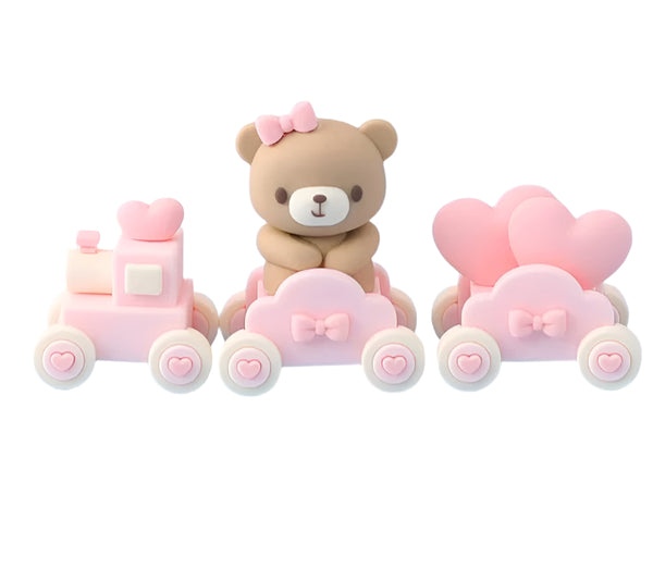 Cute Girl Bear on train Cake Decoration  DECO-CAKE