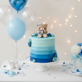 Cute Teddy with Blue Heart Cake Decoration  DECO-CAKE
