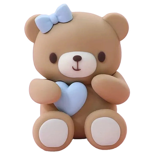 Cute Teddy with Blue Heart Cake Decoration  DECO-CAKE