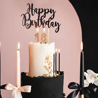 Tall Candles Black & Gold Pk 12