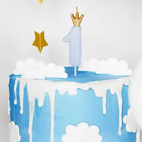Crown Candle No 1 Blue 9.5cm