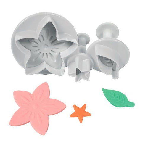 CAKE STAR Flower,Leaf and Star Plunger Cutter Set 3