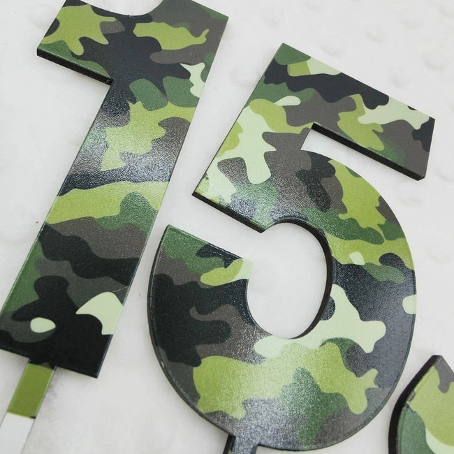 Green Camoflauge Number Toppers (Asstd Numbers)