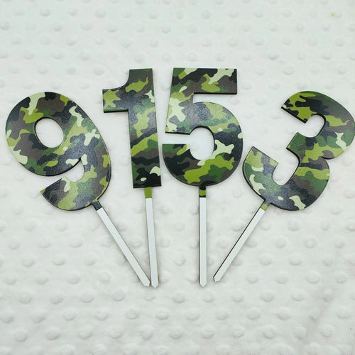 Green Camoflauge Number Toppers (Asstd Numbers)