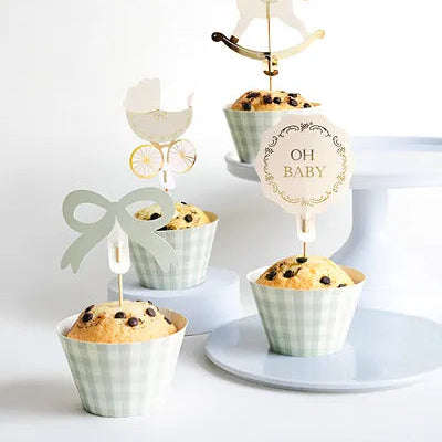 Oh Baby Cupcake Set Topper Gold 21cm
