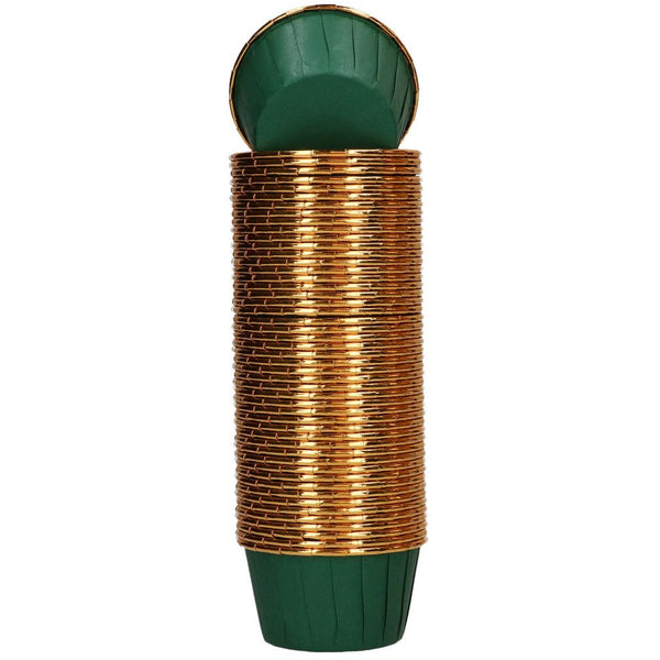 Baking cups Dark Green & Gold Pk 50 - WILTON
