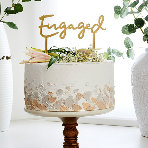 Engaged Gold Acrylic Cake Topper