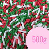SUGAR SISTERS - Xmas Strands Red Green & White  500g