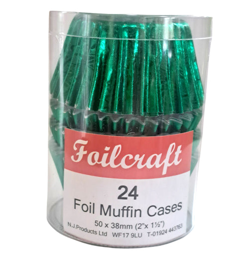 Green Foil Muffin Cases Pk 24