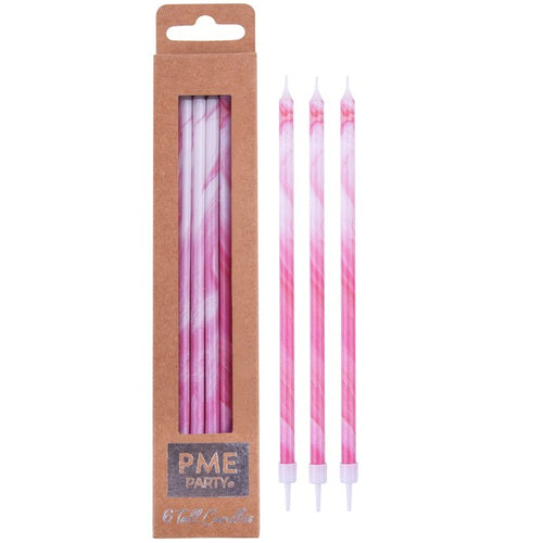 PME Pink Marble Candles Pk 6