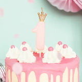 Crown Candle No 1 Pink 9.5cm
