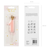 Crown Candle No 1 Pink 9.5cm