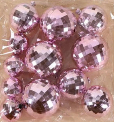 SUGAR SISTERS - Pink Mirror Ball Set Pk 12