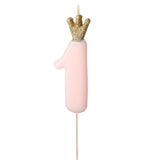 Crown Candle No 1 Pink 9.5cm