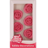 Sugar Paste Rose Pink Decorations Pk 6