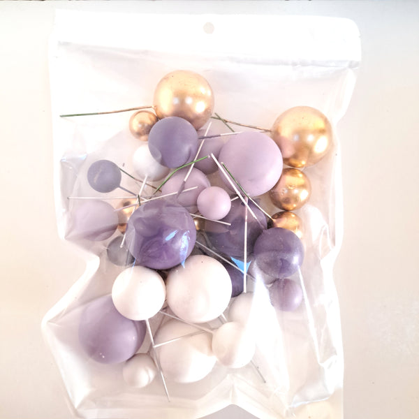 SUGAR SISTERS - Purple,Lavender,Gold & White Cake Ball Set Pk 32