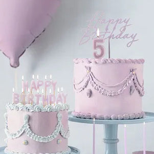 Pale Lilac Matt  Happy Birthday Acrylic Topper