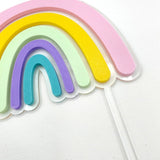 Rainbow Pink Cake Topper Clear Acrylic & Pastel Acrylic