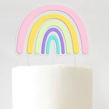 Rainbow Pink Cake Topper Clear Acrylic & Pastel Acrylic