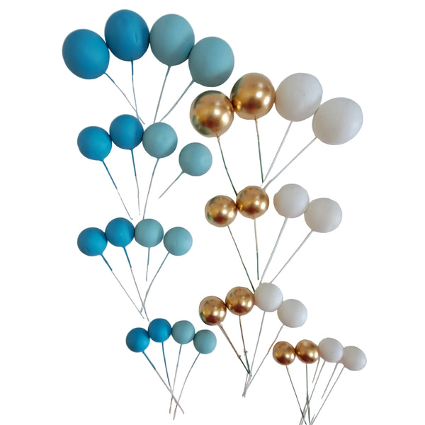 SUGAR SISTERS - Dark Blue, Light Blue,Gold & White Cake Ball Set Pk 32