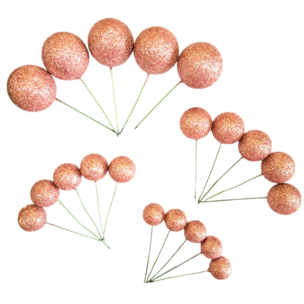 SUGAR SISTERS - Rose Gold Glitter Cake Balls Pk 20