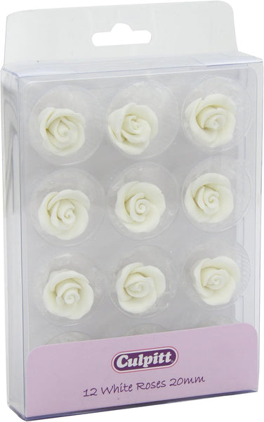 Sugar Decoration 20mm White Sugar Roses