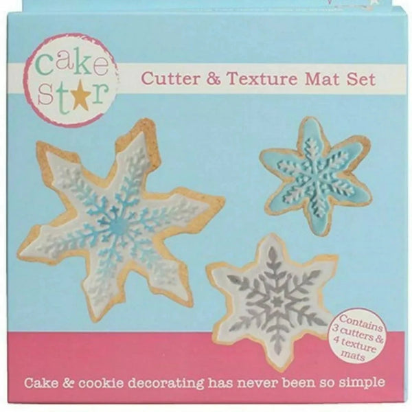 CAKE STAR Snowflake Cutter & Texture Mat Set 7