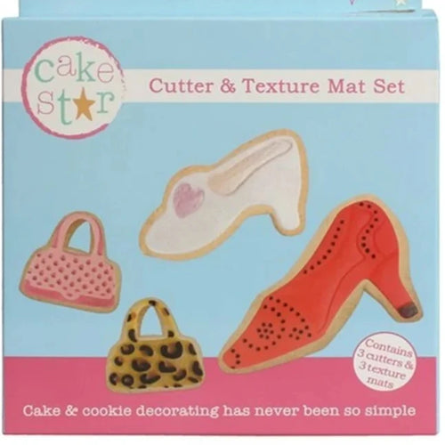 CAKE STAR Shoe & Handbag Cutter & Texture Mat Set 6