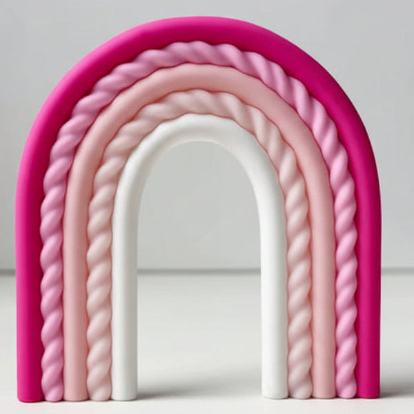 SUGAR SISTERS - Small Rainbow Hot Pink Topper