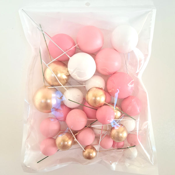 SUGAR SISTERS - Pink, Light Pink,Gold & White Cake Ball Set Pk 32