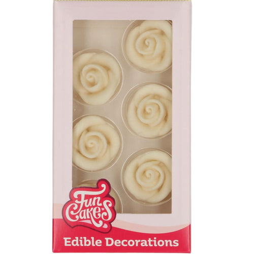 Sugar Paste Rose Decorations Pk 6