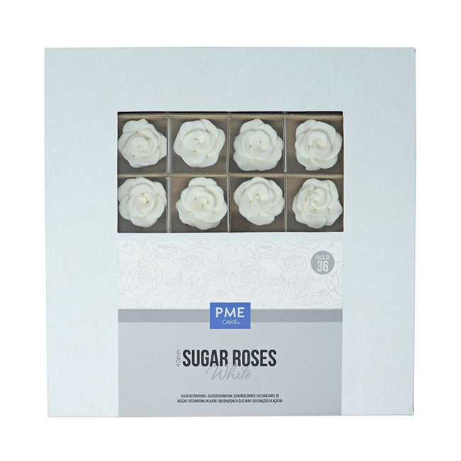 Sugar Roses White 40mm Pk 36