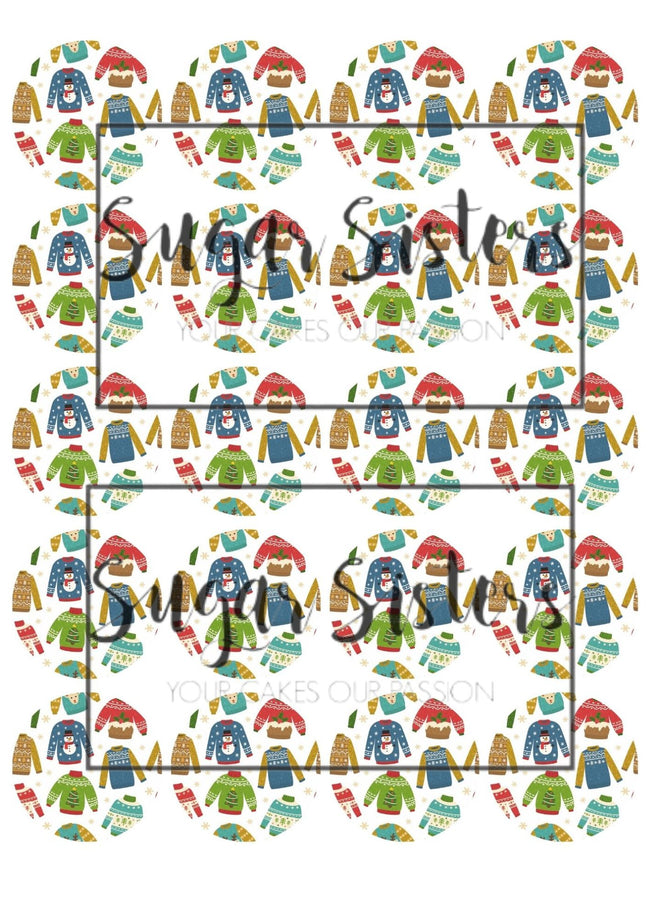 Xmas Jumper  Edible Toppers - (20 Toppers)