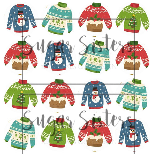 Xmas Jumper Edible Toppers  - (20 toppers)