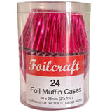 Hot Pink Foil Muffin Cases Pk 24