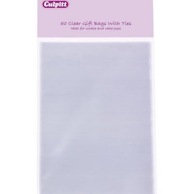 Culpitt 50 Clear Gift Bags with Ties 101mmx152mm