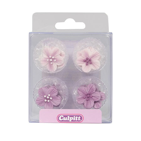 Pink Flowers Edible Toppers - (20 Toppers)