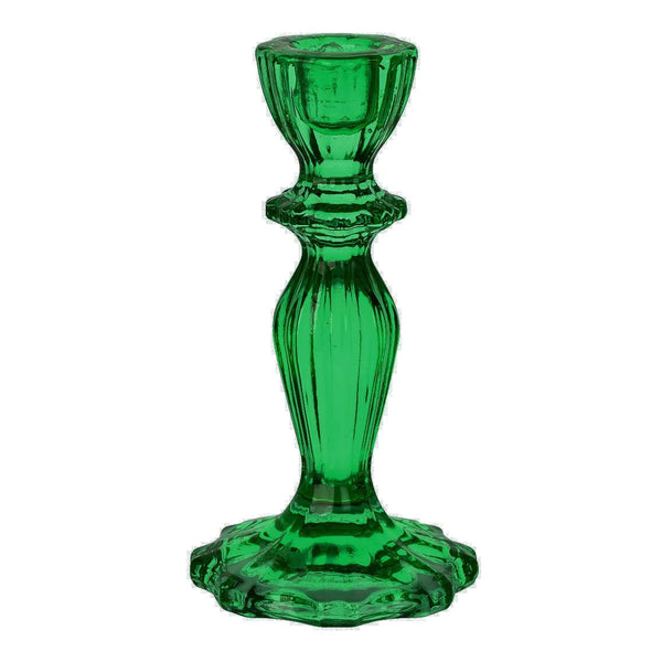 Green Glass Candlestick Holder