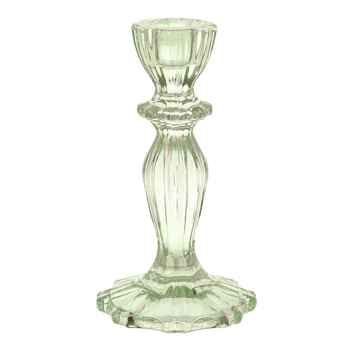 Light Green Glass Candlestick Holder