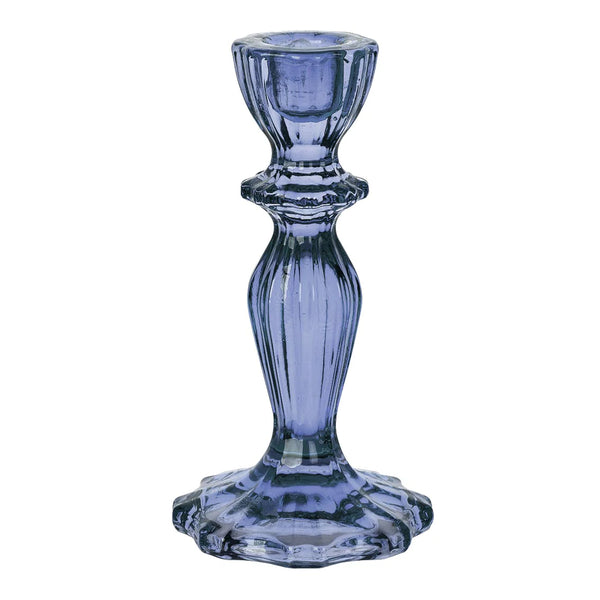 Navy Glass Candlestick Holder