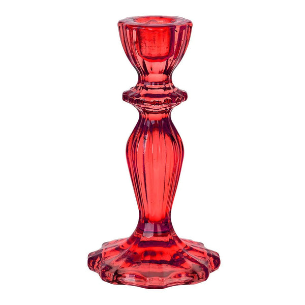 Red Glass Candlestick Holder